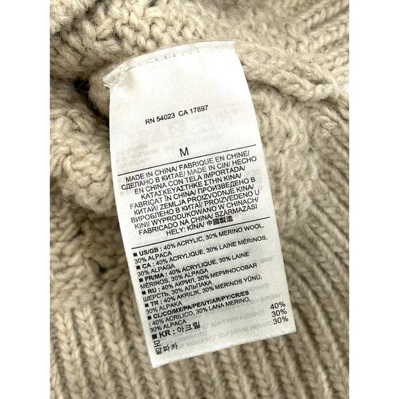 Banana Republic Cable Knit Pullover Sweater Womens M Beige Alpaca & Wool Blend - Picture 7 of 7